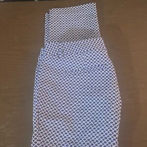 Liz Claiborne Womens Emma Cropped Pants Blue White Chain Mid Rise Stretch 12